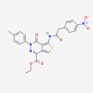 molecular formula C24H20N4O6S B2907006 Ethyl 3-(4-methylphenyl)-5-[[2-(4-nitrophenyl)acetyl]amino]-4-oxothieno[3,4-d]pyridazine-1-carboxylate CAS No. 851948-62-4