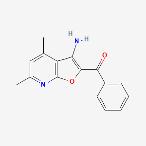molecular formula C16H14N2O2 B2907020 (3-Amino-4,6-dimethylfuro[2,3-b]pyridin-2-yl)phenylmethanone CAS No. 54891-82-6