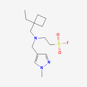 molecular formula C14H24FN3O2S B2907024 2-[(1-Ethylcyclobutyl)methyl-[(1-methylpyrazol-4-yl)methyl]amino]ethanesulfonyl fluoride CAS No. 2411257-05-9