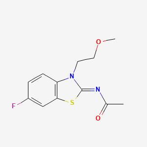 molecular formula C12H13FN2O2S B2907031 N-[6-fluoro-3-(2-methoxyethyl)-1,3-benzothiazol-2-ylidene]acetamide CAS No. 864976-33-0