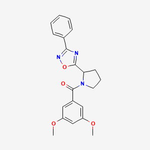 molecular formula C21H21N3O4 B2907035 5-[1-(3,5-Dimethoxybenzoyl)pyrrolidin-2-yl]-3-phenyl-1,2,4-oxadiazole CAS No. 856140-94-8