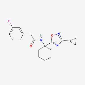 molecular formula C19H22FN3O2 B2907042 N-[1-(3-cyclopropyl-1,2,4-oxadiazol-5-yl)cyclohexyl]-2-(3-fluorophenyl)acetamide CAS No. 1396876-45-1