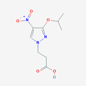 molecular formula C9H13N3O5 B2907045 3-(3-isopropoxy-4-nitro-1H-pyrazol-1-yl)propanoic acid CAS No. 1856096-66-6