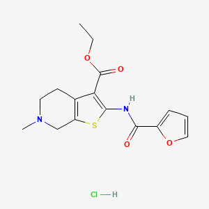 molecular formula C16H19ClN2O4S B2907053 Ethyl 2-(furan-2-carboxamido)-6-methyl-4,5,6,7-tetrahydrothieno[2,3-c]pyridine-3-carboxylate hydrochloride CAS No. 1330959-40-4