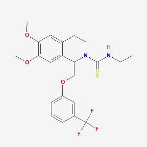 molecular formula C22H25F3N2O3S B2907057 N-ethyl-6,7-dimethoxy-1-((3-(trifluoromethyl)phenoxy)methyl)-3,4-dihydroisoquinoline-2(1H)-carbothioamide CAS No. 536700-20-6