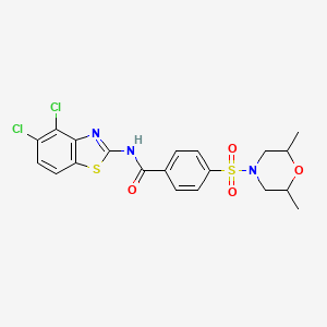 molecular formula C20H19Cl2N3O4S2 B2907061 N-(4,5-dichlorobenzo[d]thiazol-2-yl)-4-((2,6-dimethylmorpholino)sulfonyl)benzamide CAS No. 941911-35-9