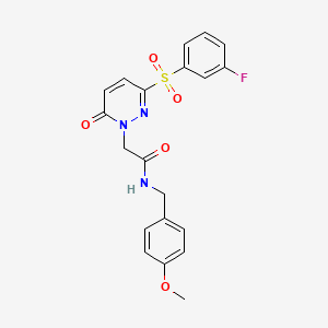molecular formula C20H18FN3O5S B2907063 2-(3-((3-fluorophenyl)sulfonyl)-6-oxopyridazin-1(6H)-yl)-N-(4-methoxybenzyl)acetamide CAS No. 1251591-33-9