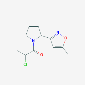 molecular formula C11H15ClN2O2 B2907068 2-Chloro-1-[2-(5-methyl-1,2-oxazol-3-yl)pyrrolidin-1-yl]propan-1-one CAS No. 2411297-20-4