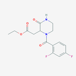 molecular formula C15H16F2N2O4 B2907074 Ethyl 2-[1-(2,4-difluorobenzoyl)-3-oxo-2-piperazinyl]acetate CAS No. 318288-62-9