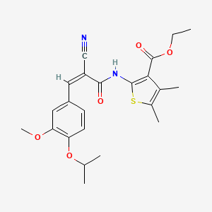 Ethyl 2-[[(Z)-2-cyano-3-(3-methoxy-4-propan-2-yloxyphenyl)prop-2-enoyl]amino]-4,5-dimethylthiophene-3-carboxylate
