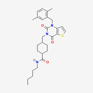 4-((1-(2,5-dimethylbenzyl)-2,4-dioxo-1,2-dihydrothieno[3,2-d]pyrimidin-3(4H)-yl)methyl)-N-pentylcyclohexanecarboxamide