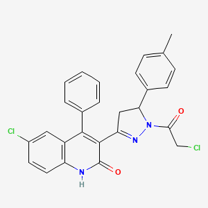 6-chloro-3-[1-(2-chloroacetyl)-5-(4-methylphenyl)-4,5-dihydro-1H-pyrazol-3-yl]-4-phenyl-1,2-dihydroquinolin-2-one