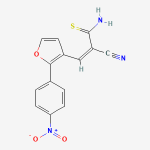 molecular formula C14H9N3O3S B2907135 (Z)-2-cyano-3-(2-(4-nitrophenyl)furan-3-yl)prop-2-enethioamide CAS No. 708291-16-1