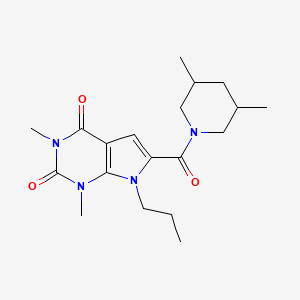 molecular formula C19H28N4O3 B2907148 6-(3,5-dimethylpiperidine-1-carbonyl)-1,3-dimethyl-7-propyl-1H-pyrrolo[2,3-d]pyrimidine-2,4(3H,7H)-dione CAS No. 1040656-04-9