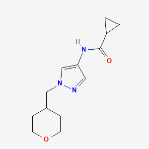 molecular formula C13H19N3O2 B2907151 N-(1-((tetrahydro-2H-pyran-4-yl)methyl)-1H-pyrazol-4-yl)cyclopropanecarboxamide CAS No. 1705096-73-6