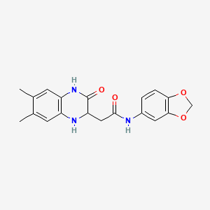 molecular formula C19H19N3O4 B2907171 N-(1,3-benzodioxol-5-yl)-2-(6,7-dimethyl-3-oxo-2,4-dihydro-1H-quinoxalin-2-yl)acetamide CAS No. 353793-12-1