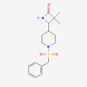 molecular formula C17H24N2O3S B2907173 3,3-Dimethyl-4-(1-phenylmethanesulfonylpiperidin-4-yl)azetidin-2-one CAS No. 2094852-75-0