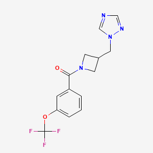 molecular formula C14H13F3N4O2 B2907174 (3-((1H-1,2,4-triazol-1-yl)methyl)azetidin-1-yl)(3-(trifluoromethoxy)phenyl)methanone CAS No. 2309751-20-8