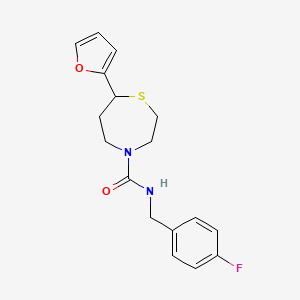 molecular formula C17H19FN2O2S B2907180 N-(4-fluorobenzyl)-7-(furan-2-yl)-1,4-thiazepane-4-carboxamide CAS No. 1705434-56-5