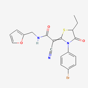 molecular formula C19H16BrN3O3S B2907182 2-[3-(4-bromophenyl)-5-ethyl-4-oxo-1,3-thiazolidin-2-ylidene]-2-cyano-N-[(furan-2-yl)methyl]acetamide CAS No. 877789-75-8