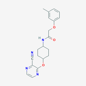 molecular formula C20H22N4O3 B2907197 N-((1r,4r)-4-((3-cyanopyrazin-2-yl)oxy)cyclohexyl)-2-(m-tolyloxy)acetamide CAS No. 2034398-43-9