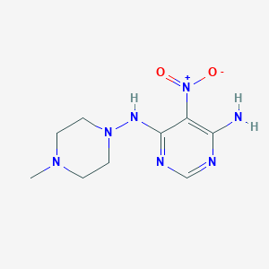 molecular formula C9H15N7O2 B2907205 4-N-(4-methylpiperazin-1-yl)-5-nitropyrimidine-4,6-diamine CAS No. 306290-88-0