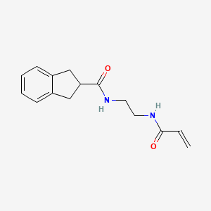 molecular formula C15H18N2O2 B2907216 N-[2-(Prop-2-enoylamino)ethyl]-2,3-dihydro-1H-indene-2-carboxamide CAS No. 2198174-29-5