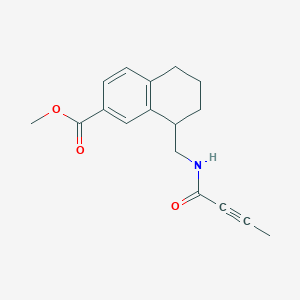 molecular formula C17H19NO3 B2907222 Methyl 8-[(but-2-ynoylamino)methyl]-5,6,7,8-tetrahydronaphthalene-2-carboxylate CAS No. 2411302-24-2