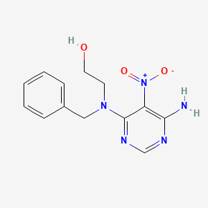 molecular formula C13H15N5O3 B2907230 2-((6-Amino-5-nitropyrimidin-4-yl)(benzyl)amino)ethanol CAS No. 450345-69-4
