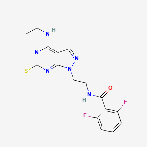 molecular formula C18H20F2N6OS B2907233 2,6-difluoro-N-(2-(4-(isopropylamino)-6-(methylthio)-1H-pyrazolo[3,4-d]pyrimidin-1-yl)ethyl)benzamide CAS No. 946210-60-2