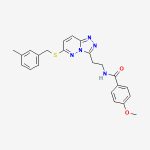 molecular formula C23H23N5O2S B2907237 4-methoxy-N-(2-(6-((3-methylbenzyl)thio)-[1,2,4]triazolo[4,3-b]pyridazin-3-yl)ethyl)benzamide CAS No. 872996-21-9