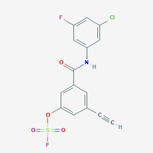 molecular formula C15H8ClF2NO4S B2907251 1-[(3-Chloro-5-fluorophenyl)carbamoyl]-3-ethynyl-5-fluorosulfonyloxybenzene CAS No. 2418705-73-2