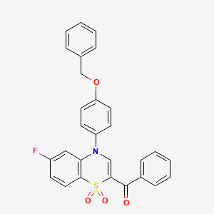 molecular formula C28H20FNO4S B2907253 {4-[4-(benzyloxy)phenyl]-6-fluoro-1,1-dioxido-4H-1,4-benzothiazin-2-yl}(phenyl)methanone CAS No. 1114655-69-4
