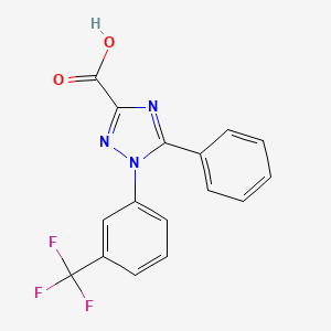 molecular formula C16H10F3N3O2 B2907256 5-Phenyl-1-(3-trifluoromethyl-phenyl)-1H-[1,2,4]triazole-3-carboxylic acid CAS No. 554436-93-0