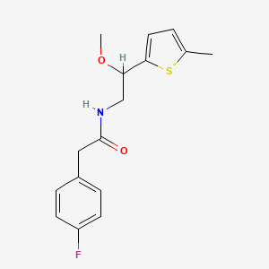 molecular formula C16H18FNO2S B2907273 2-(4-fluorophenyl)-N-(2-methoxy-2-(5-methylthiophen-2-yl)ethyl)acetamide CAS No. 1797985-67-1