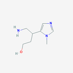 molecular formula C8H15N3O B2907284 4-Amino-3-(3-methylimidazol-4-yl)butan-1-ol CAS No. 1466561-22-7