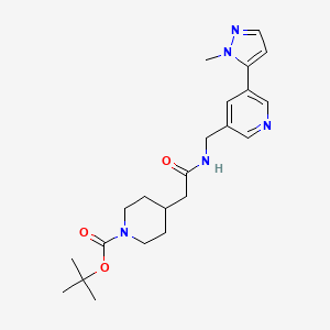 molecular formula C22H31N5O3 B2907305 tert-butyl 4-(2-(((5-(1-methyl-1H-pyrazol-5-yl)pyridin-3-yl)methyl)amino)-2-oxoethyl)piperidine-1-carboxylate CAS No. 2034463-40-4