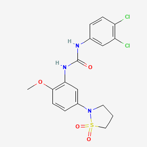 molecular formula C17H17Cl2N3O4S B2907311 1-(3,4-Dichlorophenyl)-3-(5-(1,1-dioxidoisothiazolidin-2-yl)-2-methoxyphenyl)urea CAS No. 1203155-47-8