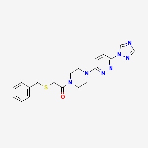 molecular formula C19H21N7OS B2907314 1-(4-(6-(1H-1,2,4-triazol-1-yl)pyridazin-3-yl)piperazin-1-yl)-2-(benzylthio)ethanone CAS No. 1797564-66-9