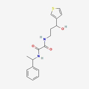 molecular formula C17H20N2O3S B2907316 N1-(3-hydroxy-3-(thiophen-3-yl)propyl)-N2-(1-phenylethyl)oxalamide CAS No. 2034520-64-2