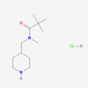 molecular formula C12H25ClN2O B2907319 N,2,2-Trimethyl-N-(piperidin-4-ylmethyl)propanamide;hydrochloride CAS No. 2415543-32-5