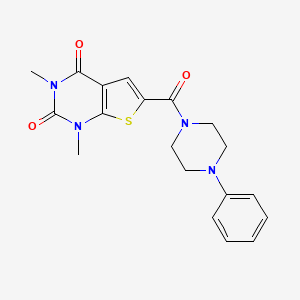 molecular formula C19H20N4O3S B2907327 1,3-dimethyl-6-(4-phenylpiperazine-1-carbonyl)thieno[2,3-d]pyrimidine-2,4(1H,3H)-dione CAS No. 946335-79-1