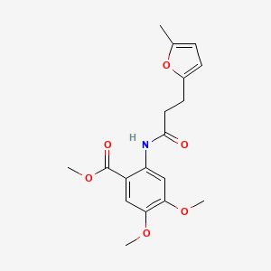 molecular formula C18H21NO6 B2907366 Methyl 4,5-dimethoxy-2-(3-(5-methylfuran-2-yl)propanamido)benzoate CAS No. 833428-94-7