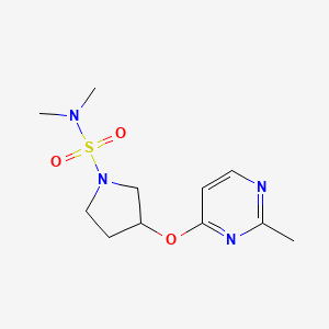 molecular formula C11H18N4O3S B2907387 N,N-dimethyl-3-[(2-methylpyrimidin-4-yl)oxy]pyrrolidine-1-sulfonamide CAS No. 2034573-20-9
