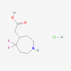molecular formula C8H14ClF2NO2 B2907414 2-(5,5-Difluoroazepan-4-yl)acetic acid;hydrochloride CAS No. 2260932-75-8