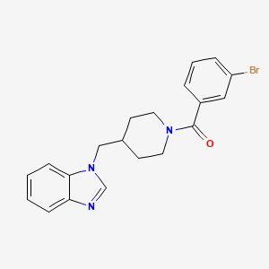 molecular formula C20H20BrN3O B2907420 (4-((1H-benzo[d]imidazol-1-yl)methyl)piperidin-1-yl)(3-bromophenyl)methanone CAS No. 1211789-25-1