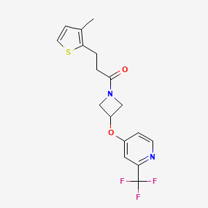 molecular formula C17H17F3N2O2S B2907447 3-(3-Methylthiophen-2-yl)-1-[3-[2-(trifluoromethyl)pyridin-4-yl]oxyazetidin-1-yl]propan-1-one CAS No. 2380085-17-4