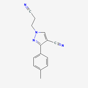 molecular formula C14H12N4 B2907458 1-(2-Cyanoethyl)-3-(4-methylphenyl)pyrazole-4-carbonitrile CAS No. 882223-41-8