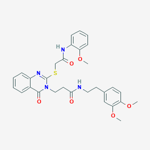 molecular formula C30H32N4O6S B2907459 N-(3,4-dimethoxyphenethyl)-3-(2-((2-((2-methoxyphenyl)amino)-2-oxoethyl)thio)-4-oxoquinazolin-3(4H)-yl)propanamide CAS No. 422288-99-1