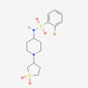 molecular formula C15H21BrN2O4S2 B2907484 2-bromo-N-(1-(1,1-dioxidotetrahydrothiophen-3-yl)piperidin-4-yl)benzenesulfonamide CAS No. 2034225-05-1